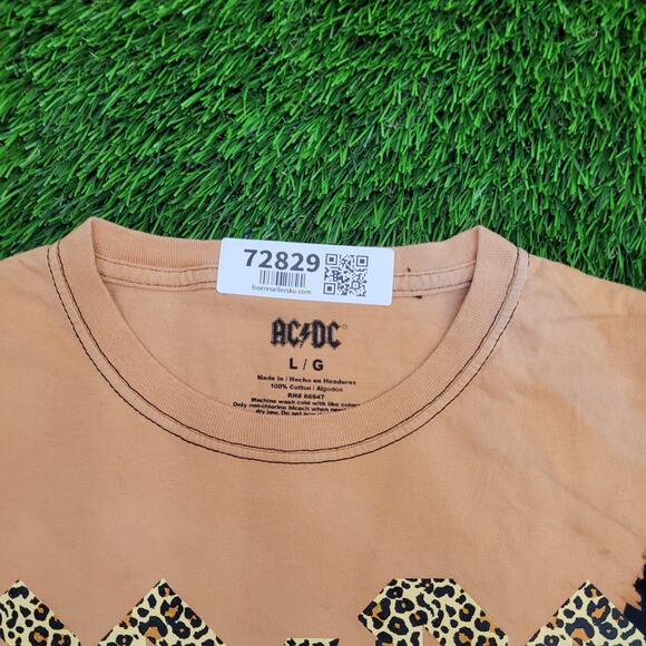 ACDC Leopard Crop-Top Shirt Womens Large 21x18 Tie-Dye - Picture 10 of 11